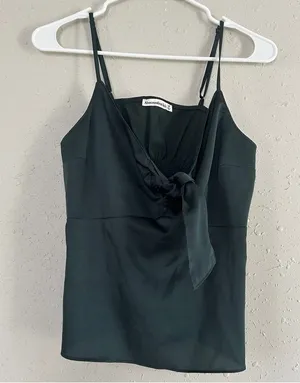 Abercrombie & Fitch Green Tie Front Spaghetti Strap Blouse Casual Holiday Medium thumbnail 1