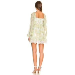 HEMANT AND NANDITA Sidra Mini Dress in Sea Green X-Small New Womens Metallic thumbnail 10