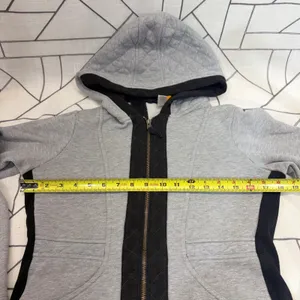 Lucy Full Zip Hoodie Small Grey Black Quilted Activewear Jacket thumbnail 2