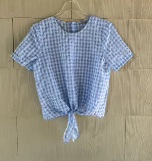 Madewell Gingham Checkered Tie-Front Button-Back Top thumbnail 1