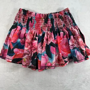 Lululemon Hot Hitter Skort Secret Garden Hot Pink Roses‎ Floral Smocked Waist 2 thumbnail 8