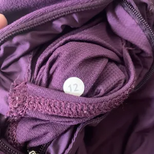 Lululemon Rush Hour Jacket Full Zip Darkest Magenta Purple Hooded Sz 12 *Flaw thumbnail 14