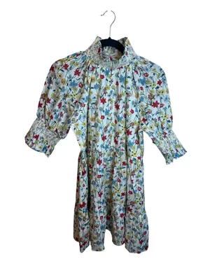 NWT English Factory Floral Smocked High Neck Puff Sleeve Mini Dress thumbnail 3