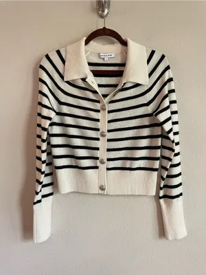 Veronica Beard Cheshire Cashmere Striped Cardigan Size S thumbnail 4