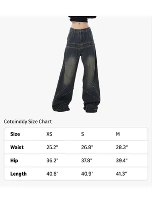NEW Street Fashion Loose Jeans Y2k Rivet Star Gothic Loose Denim XS thumbnail 3
