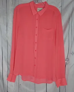 American Eagle Outfitters Button Down Layering Office Festival Sheer Blouse thumbnail 1