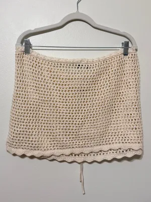 NWT J. CREW Crochet beach Mini skirt Size Medium NEW Cream thumbnail 5