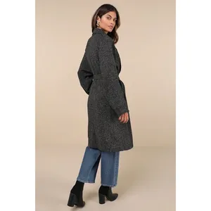 NWT Lulus Prepped Perfection Black White Tweed Trench Coat Size XL Quiet Luxury thumbnail 13