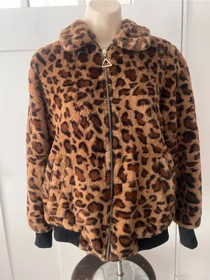 Leopard Faux Fur Bomber Jacket thumbnail 1