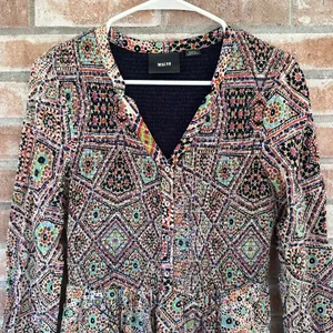 Maeve by Anthropologie Tiled Amethyst Dress Small Boho thumbnail 5