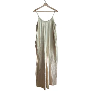 Hunter & Browa‎ yellow muslin spaghetti strap wide leg jumpsuit women's size L thumbnail 8