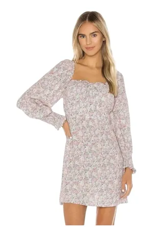 Faithful the Brand Ira Mini Dress Vignette Floral Pink 2 XS Cottage Hoco thumbnail 1