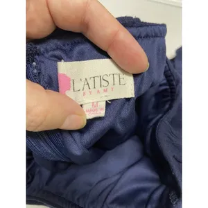 5/$65 L'Atiste Womens Shorts Sz M Navy Blue Crinkle‎ Lace Wide Leg Short thumbnail 3