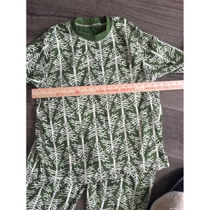 Pact Organic Cotton Pajama Set Green White Tree Print Large Womens Loungewear thumbnail 4
