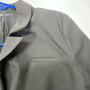 Zara‎ Longer Style Blazer Coat Women M Black W/Pockets Trendy Lightweight Button thumbnail 4