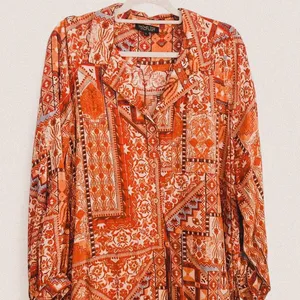 RACHEL ZOE Red-Orange Southwestern Boho Rayon Blouse Large thumbnail 1