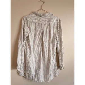 Aerie Tunic Top Women Medium Grey Striped Collar‎ Long Sleeve Boho Casual thumbnail 8