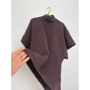 Zara Brown Mock Neck Short-Sleeve Top/Dress Size Medium Tunic Minimalist thumbnail 10