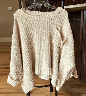Chunky Knit Sweater Roomy Comfy Crochet Womens One Size thumbnail 2