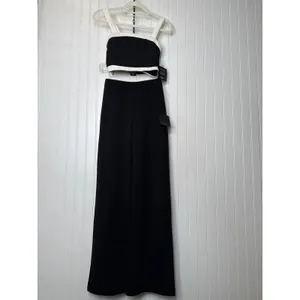 NWT Lulus Set for Perfection Black Color Block Two-Piece Jumpsuit Party Size XS thumbnail 2