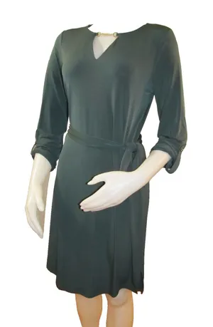 Michael Kors Women’s Green Wrap Dress Gold Chain Detail Size Small Pre‑Owned thumbnail 1