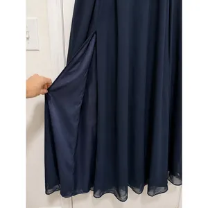 JJs House Navy Lace Chiffon Formal Gown High Slit Adjustable Straps Maxi Dress thumbnail 4