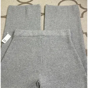 Gap CashSoft Wide Leg Ribbed Knit Pull-On Pants Light Grey Heather Medium NWT thumbnail 3