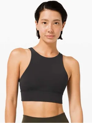 Lululemon Energy Bra High Neck Long Line *Tough, Black, Size 4 thumbnail 1