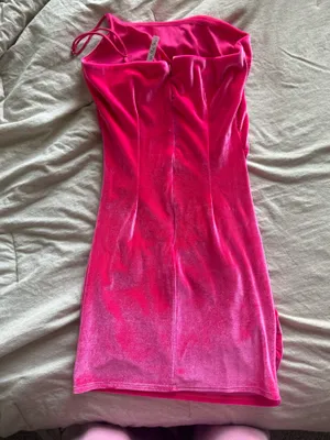 Velvet Pink Lucy in the Sky Dress One-Shoulder thumbnail 2