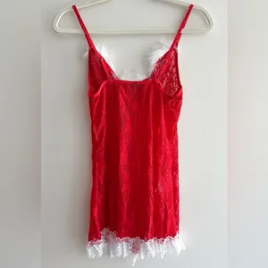 Avid Love Santa Claus Christmas Babydoll, Lace and Feather Lingerie, Medium thumbnail 8