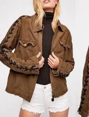 Free People Faye Military Lace Up Army Jacket thumbnail 1