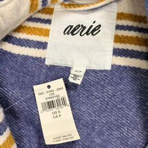 NWT Aerie‎ Button Down Jacket Shacket S/P Striped Stripe Pockets Plaid thumbnail 6