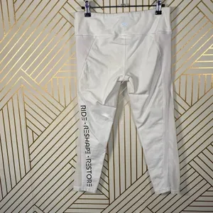 Alo Yoga Cropped Leggings Ride Reshare Restore‎ Mesh Panels White Size Medium thumbnail 6