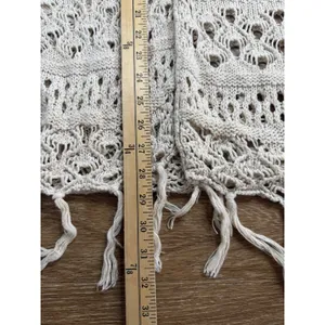 Hollister Cardigan Womens S Cream Crochet Open Knit Fringe Boho Cotton Duster thumbnail 10