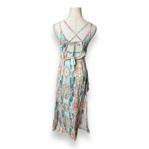 Raga Anthropologie Womens Sz Small‎ Maxi Dress Tie Back #AP-143 thumbnail 3