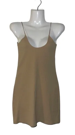Abercrombie & Fitch Soft Collection Fit To Flatter Ribbed Mini Spaghetti Dress thumbnail 1