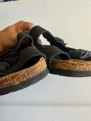 Birkenstock Black Suede Buckle Sandals Womens 37 (6-6.5) thumbnail 5