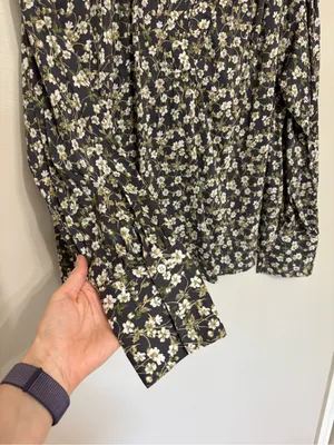 Madewell Easy Long-Sleeve Popover Shirt in Dark Pavement Floral - Size M thumbnail 8