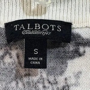 Talbots Cardigan Sweater Womens S Black Cream Excellent Tiger Stripe Button Up‎ thumbnail 4