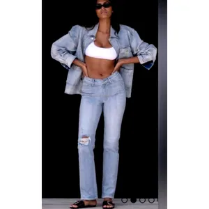 LNDN Landon Denim High Rise Straight Leg Distressed Jeans 36" Waist thumbnail 3