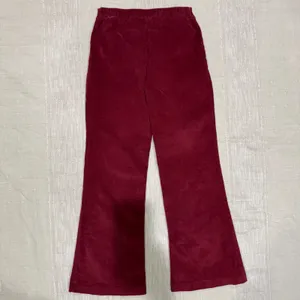 Self-E Womens Burgundy Corduroy 26x28 Flare Wide‎ Leg Pants Elastic Waist Size M thumbnail 5