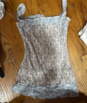 Edikted light blue babydoll mini dress  thumbnail 1
