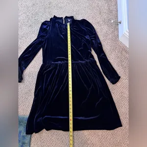Tommy Hilfiger Navy Velvet Ruffle Mock Neck Long Sleeve Dress Office 12 Formal thumbnail 10