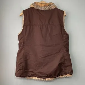 Y2K Gap Reversible Vest Chocolate Brown Faux Fur Womens Size Medium Gilet Boho thumbnail 2