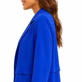 Bar III Blue Open Front Long Blazer Coat Women’s Size M Lightweight thumbnail 2