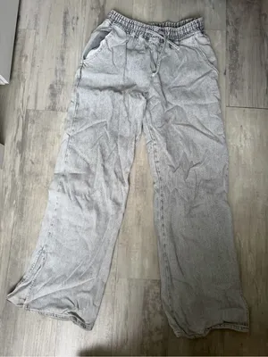Zara Light Gray Women’s Drawstring denim Joggers thumbnail 1
