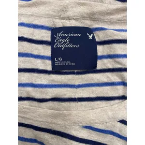 Vintage 2009 American Eagle Blue Stripe Boat Neck Sweater Top L thumbnail 4