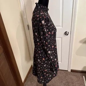 Caara Edita Black Floral Long Sleeve Sheath Dress Size Large Boho Beach Cowgirl thumbnail 6