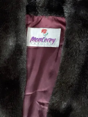 Vintage Monterey Fashions Faux Fur Coat Black Dark Brown Burgundy Lining SZ 12 thumbnail 3