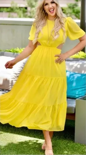 Aura Maxi Dress Yellow Size XS thumbnail 1